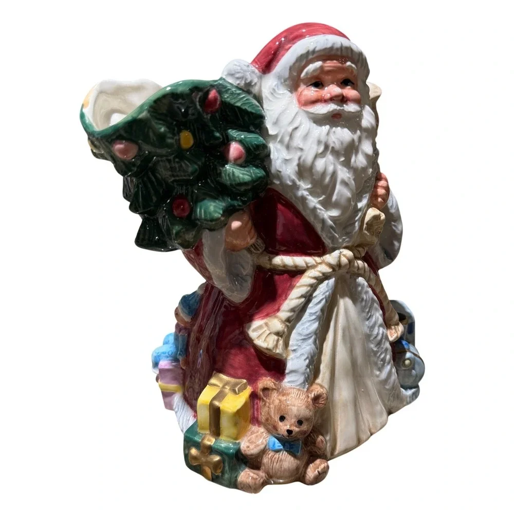 Vtg Fitz & Floyd Omnibus Santa Christmas Pitcher 1994 Christmas Tree Presents 9